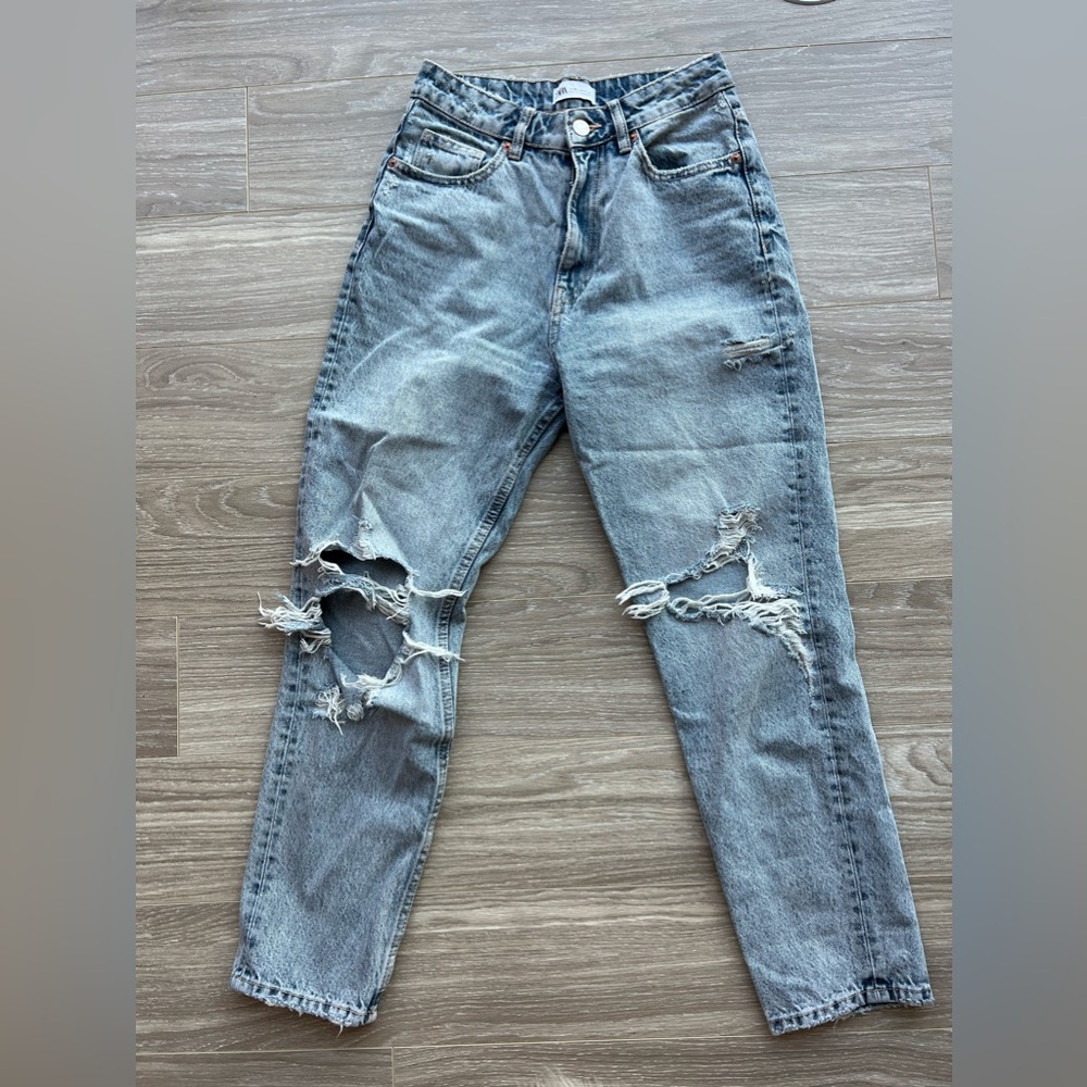 Zara Ripped Acid Wash Jeans